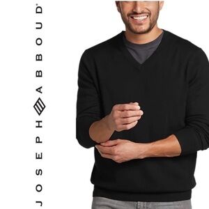 Joseph Abboud Extra Fine Merino Wool V-Neck Sweater – Size Large – Black